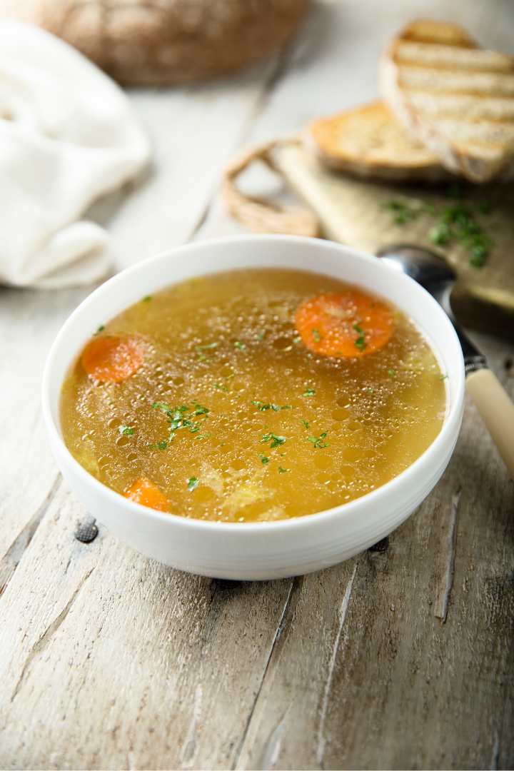 bowl of chicken broth