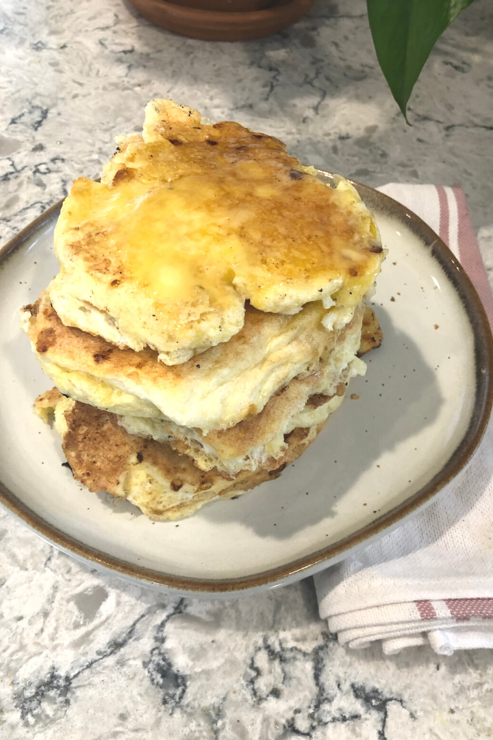 stack of einkorn pancakes