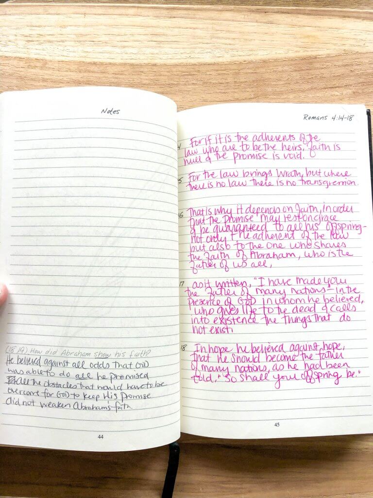 Writing in Word in a Romans Journible