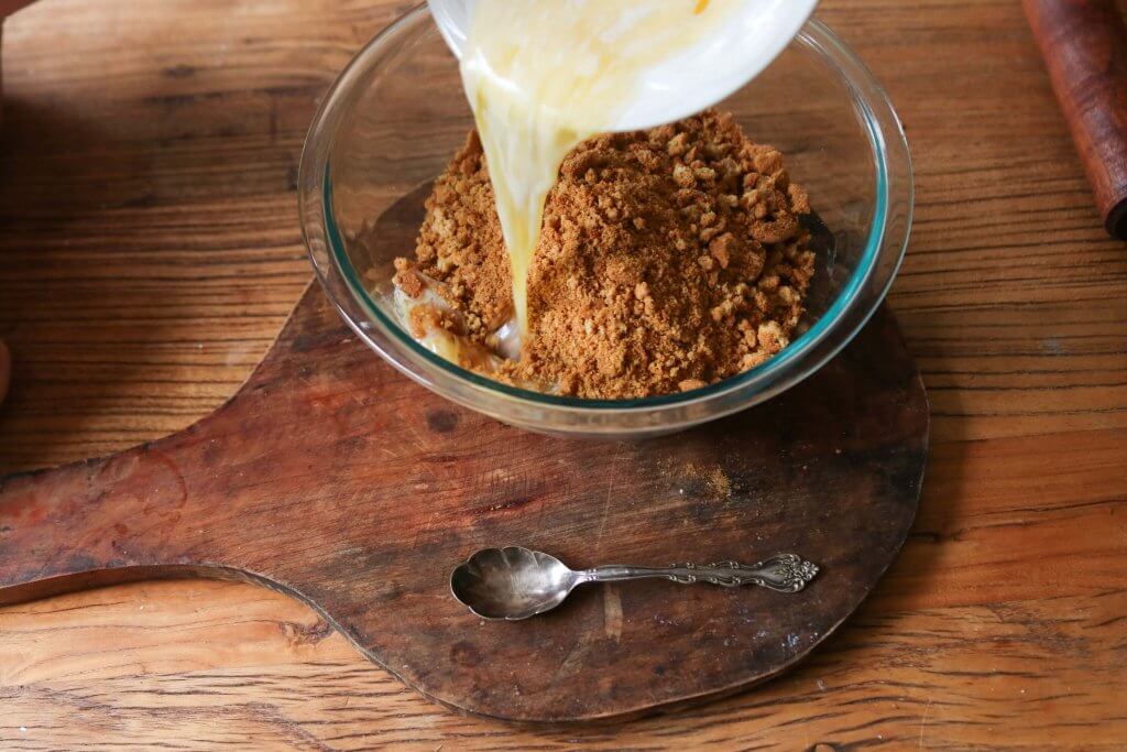 Peach Ice Cream Cake Melted Butter and Crumbed Cookies